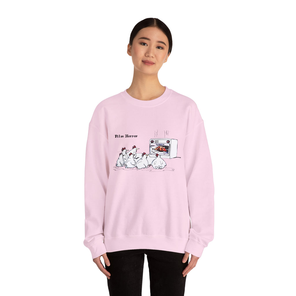Crewneck Sweatshirt — 'Film Horror' Roast Chicken Oven Illustration
