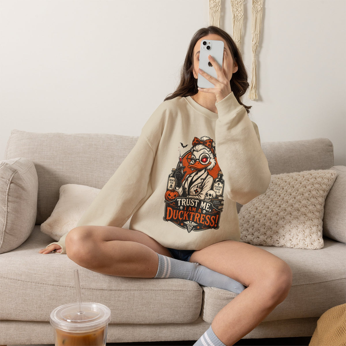 Ducktress Halloween Sweatshirt — "Trust Me I Am a Ducktress" Graphic Crewneck