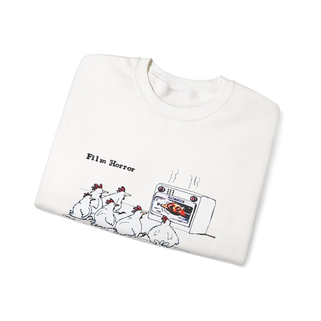 Crewneck Sweatshirt — 'Film Horror' Roast Chicken Oven Illustration