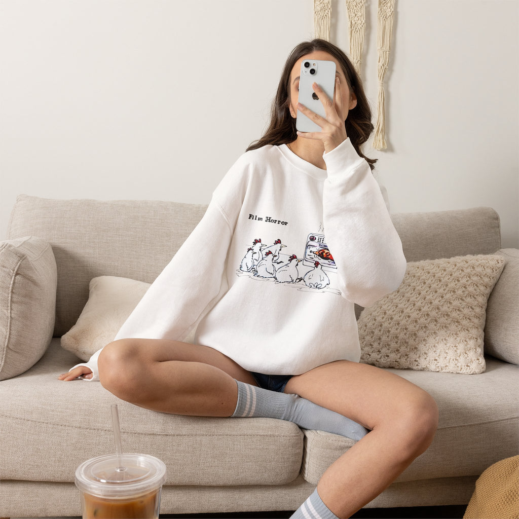 Crewneck Sweatshirt — 'Film Horror' Roast Chicken Oven Illustration