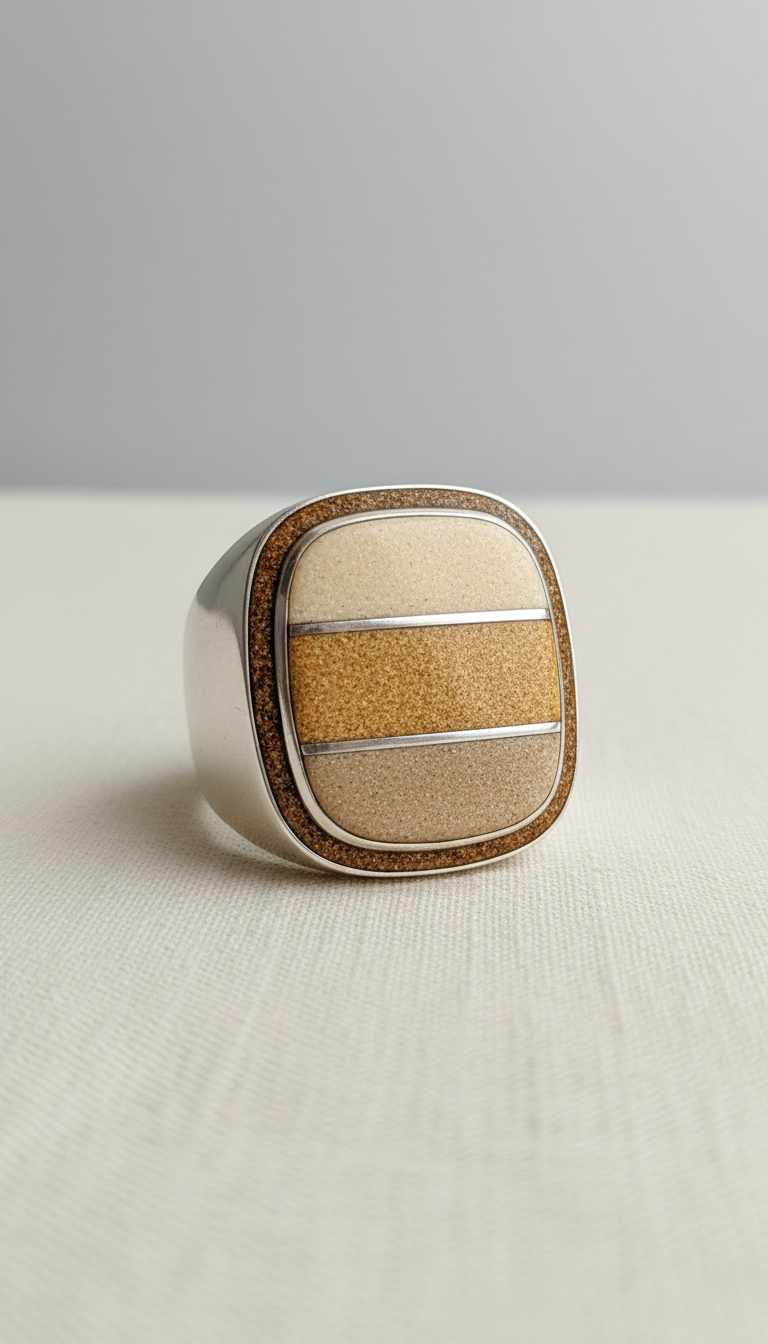 Sandstone-Inlaid Statement Ring