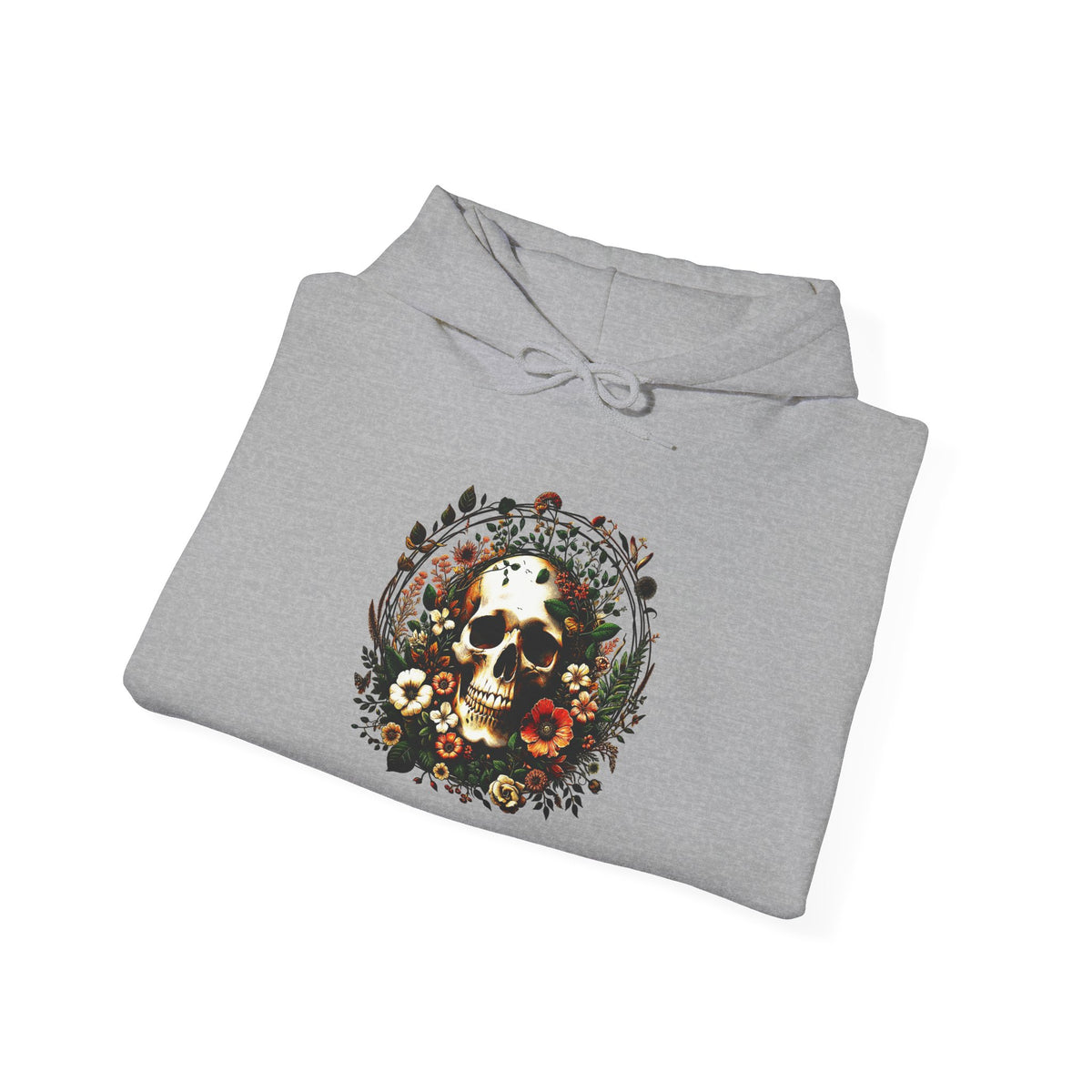 Skull & Flowers Hoodie — "C'est la Mort" Vintage Gothic Pullover