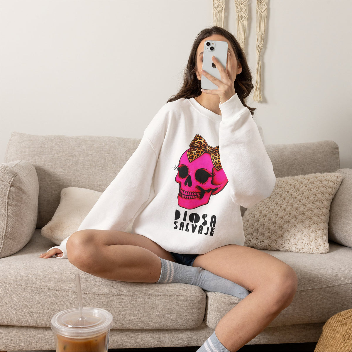 Diosa Salvaje Pink Skull Sweatshirt