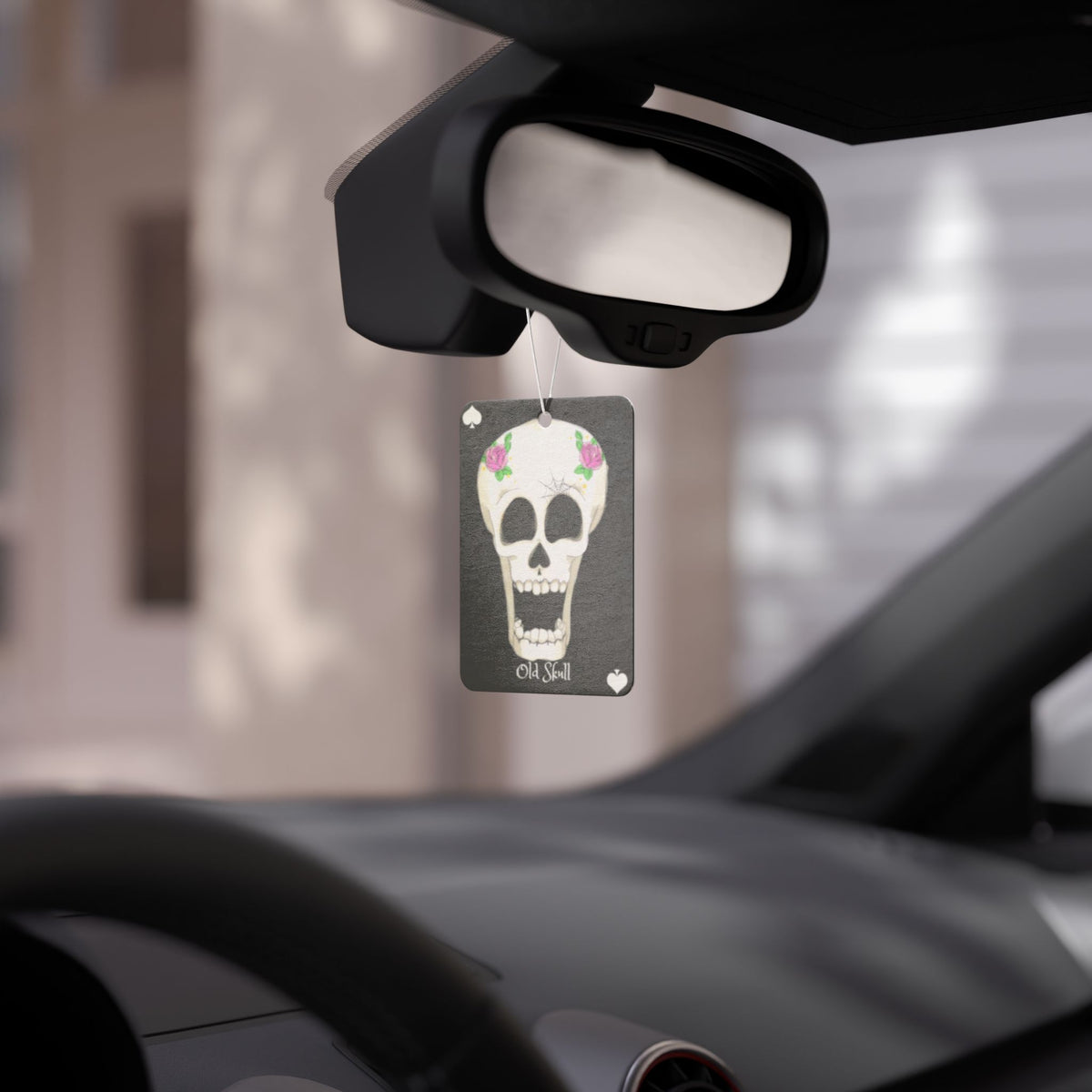 Skull Car Air Freshener — 'Old Skull' Floral Day of the Dead Scented Tag