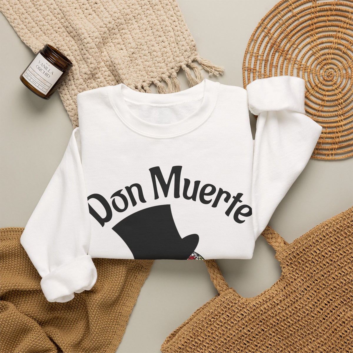 Don Muerte Sugar Skull Sweatshirt - Day of the Dead Graphic Crewneck