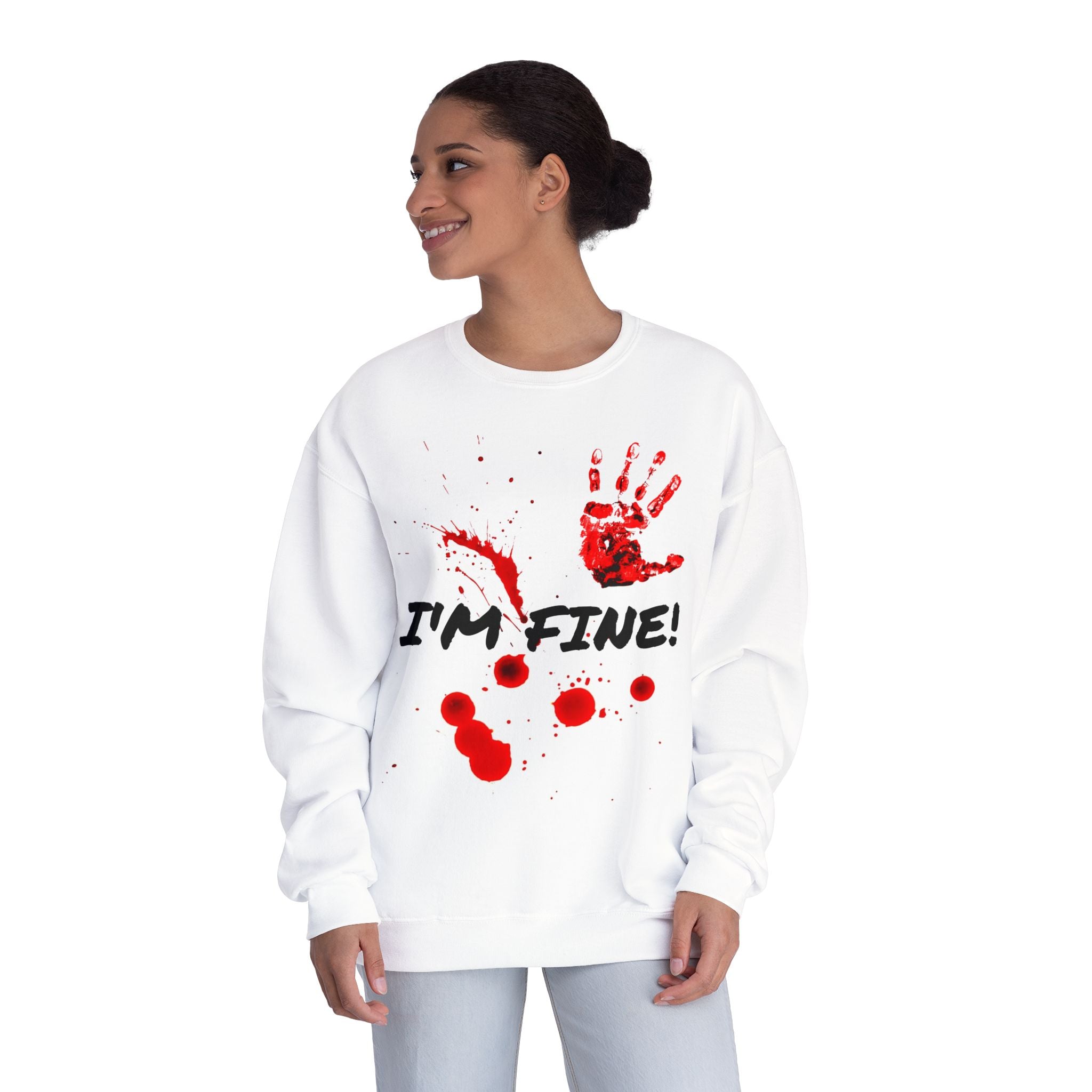 I'm Fine! Blood Handprint Crewneck Sweatshirt
