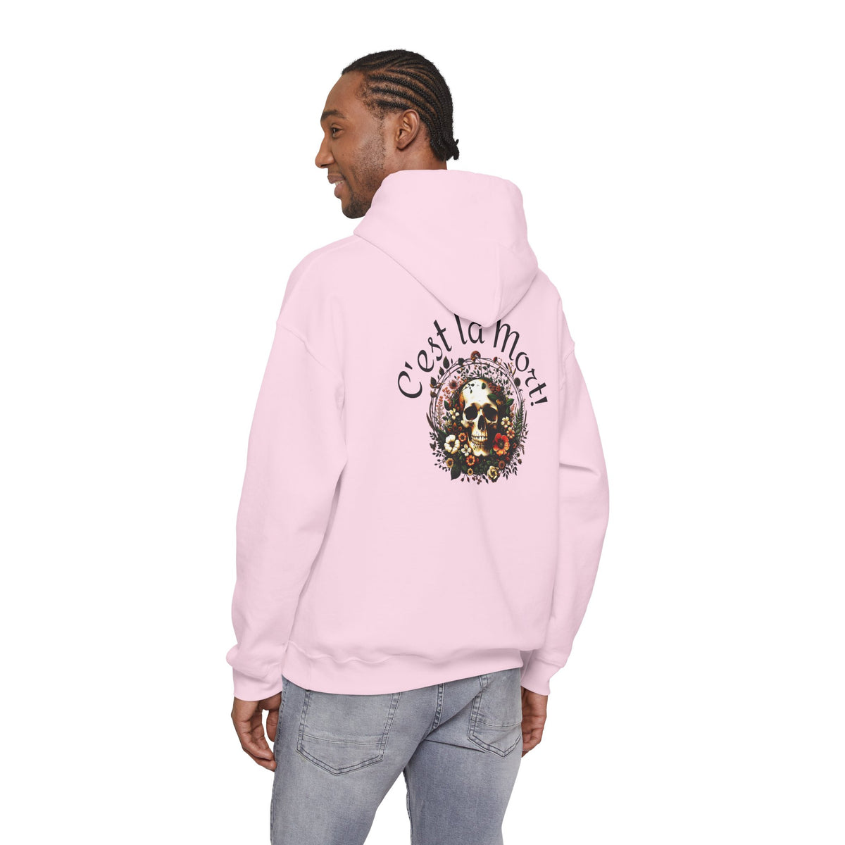 Skull & Flowers Hoodie — "C'est la Mort" Vintage Gothic Pullover