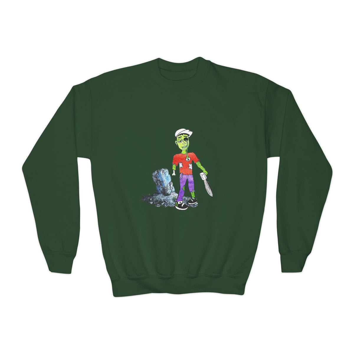Zombie Kid Crewneck Sweatshirt — Youth Halloween Graphic