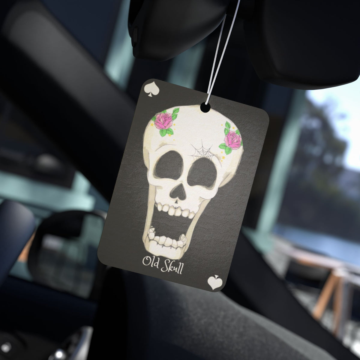 Skull Car Air Freshener — 'Old Skull' Floral Day of the Dead Scented Tag