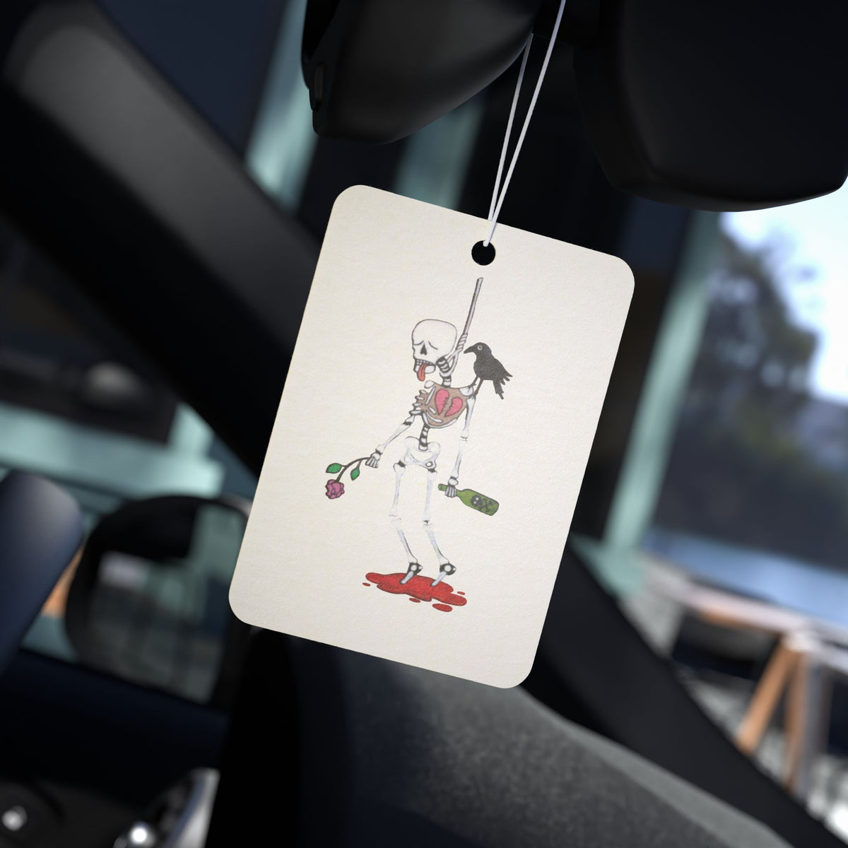 Car Air Freshener — Cute Skeleton Halloween Illustration Hanging Air Freshener