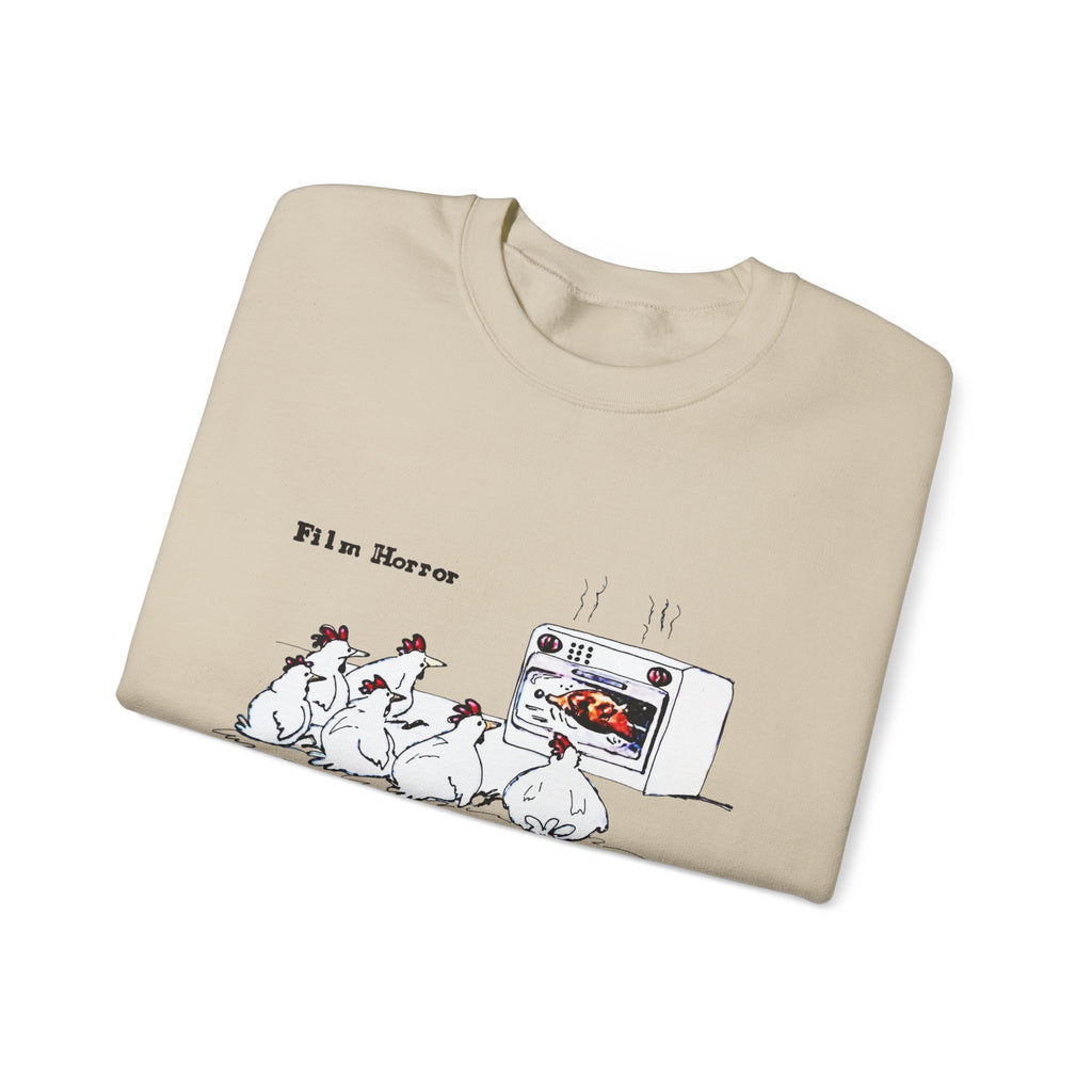 Crewneck Sweatshirt — 'Film Horror' Roast Chicken Oven Illustration
