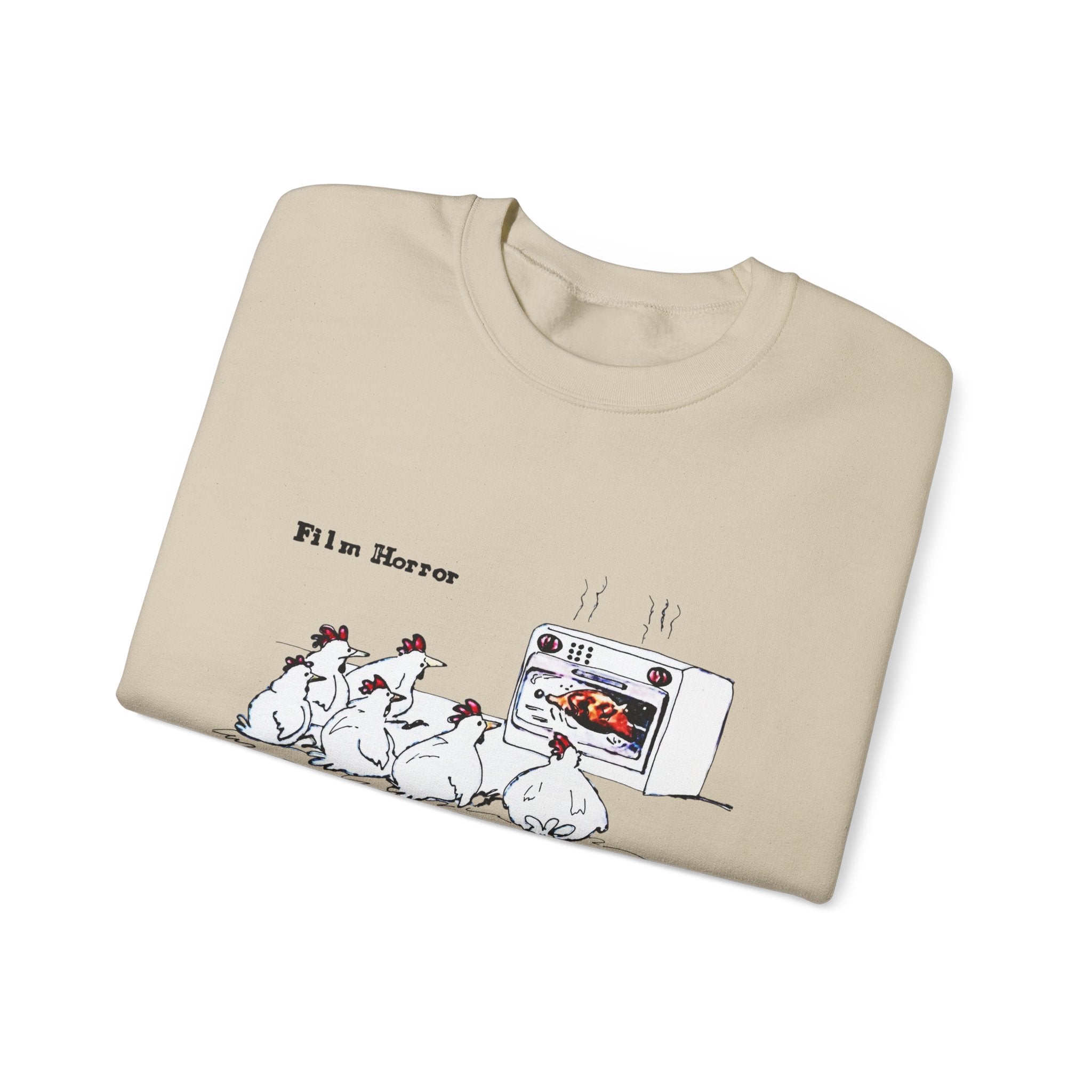 Crewneck Sweatshirt — 'Film Horror' Roast Chicken Oven Illustration