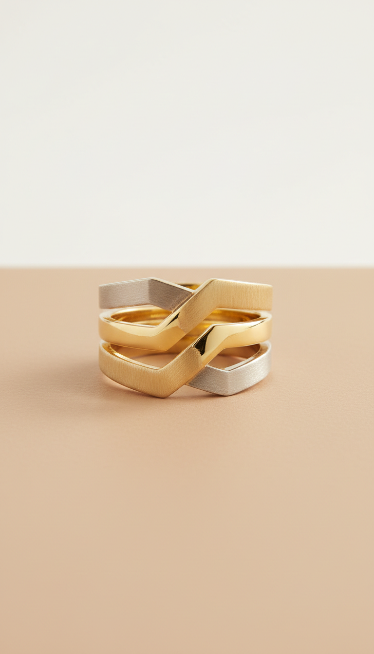 Angular Gold Stacking Ring
